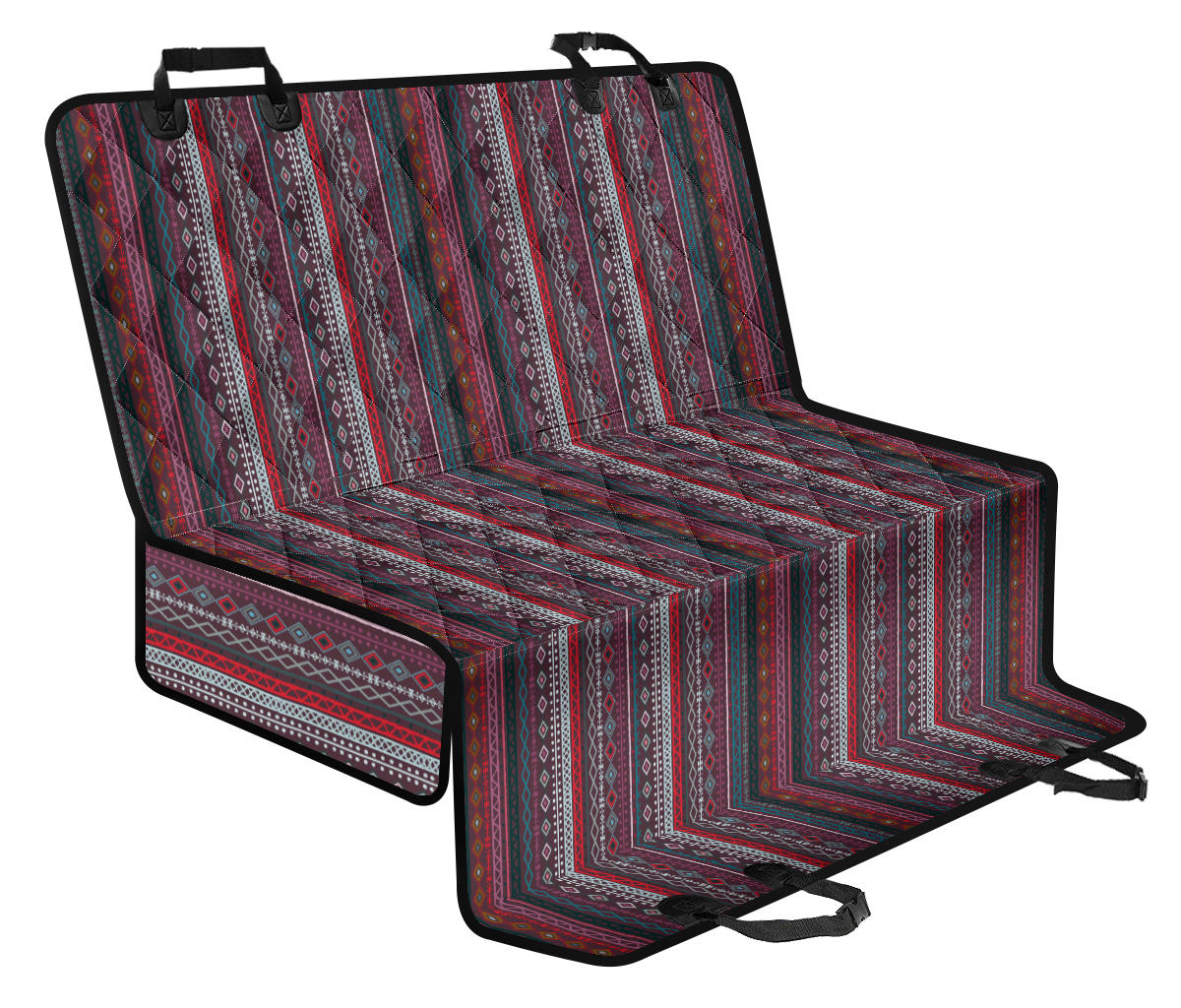 Red Boho Chic Bohemian Stripes Car Back Seat Pet Cover