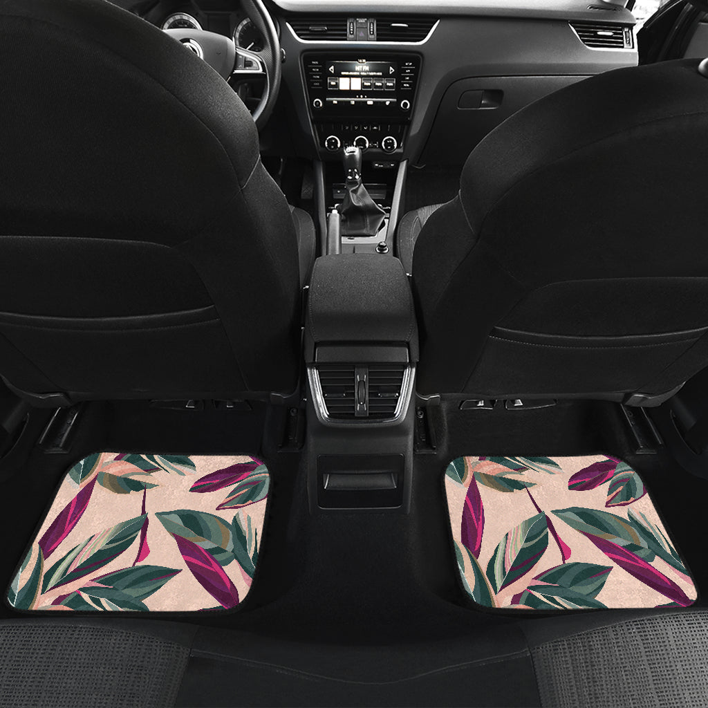 Beige Floral Leaves Car Floor Mats