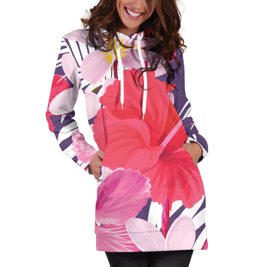 Pink Flowers Womens Hoodie Dress