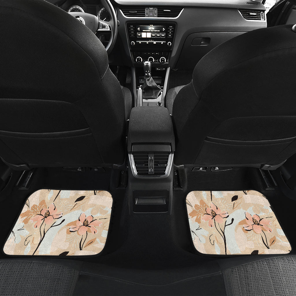 Beige Leaves Car Floor Mats