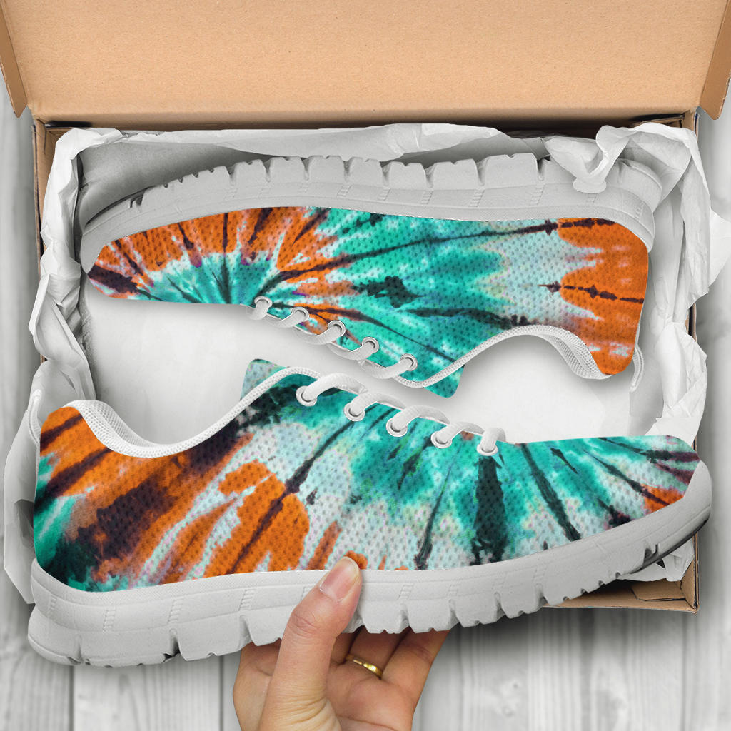 Teal Orange Tie Dye Sneakers