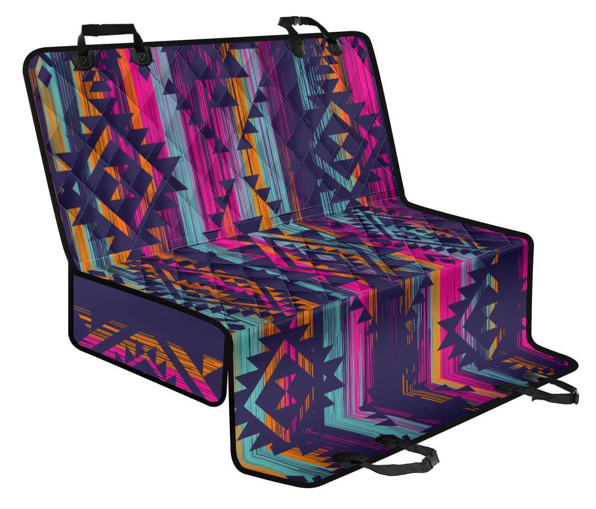 Colorful Boho Chic Bohemian Aztec Streaks Car Back Seat Pet Cover
