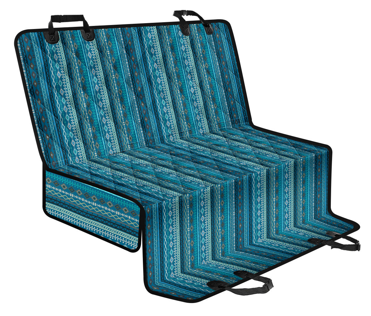 Teal Boho Chic Bohemian Aztec Car Back Seat Pet Cover