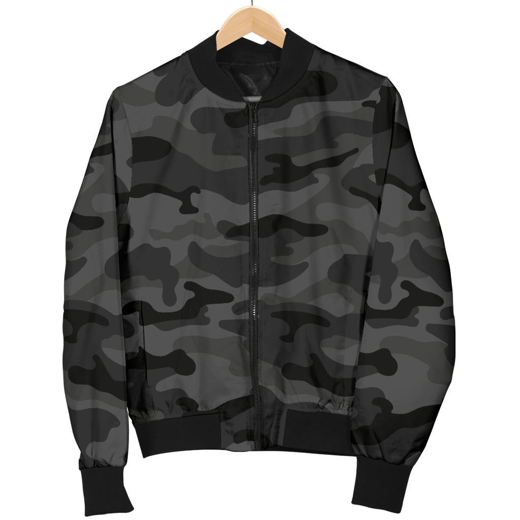 Mens Dark Grey Camouflage Bomber Jacket