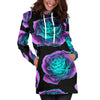 Neon Roses Womens Hoodie Dress