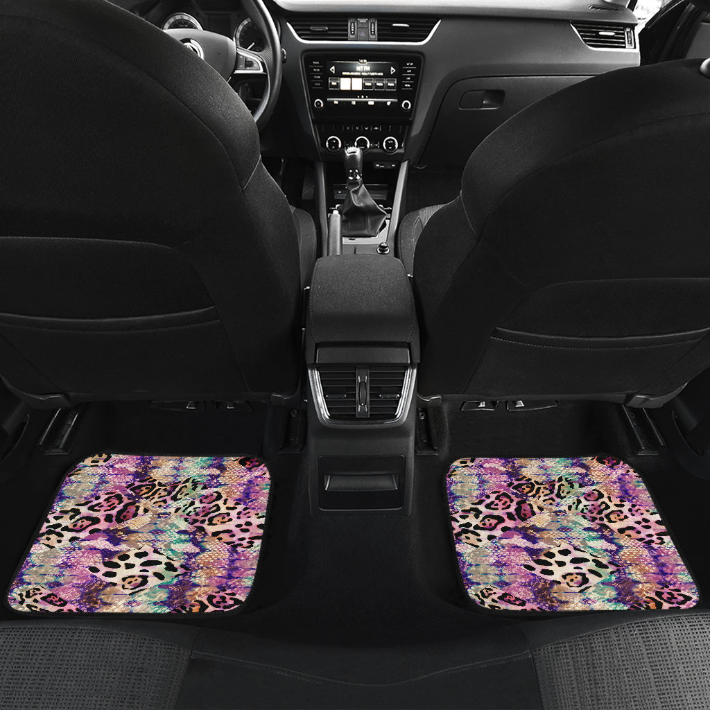 Pink Stripe Animal Print Car Floor Mats