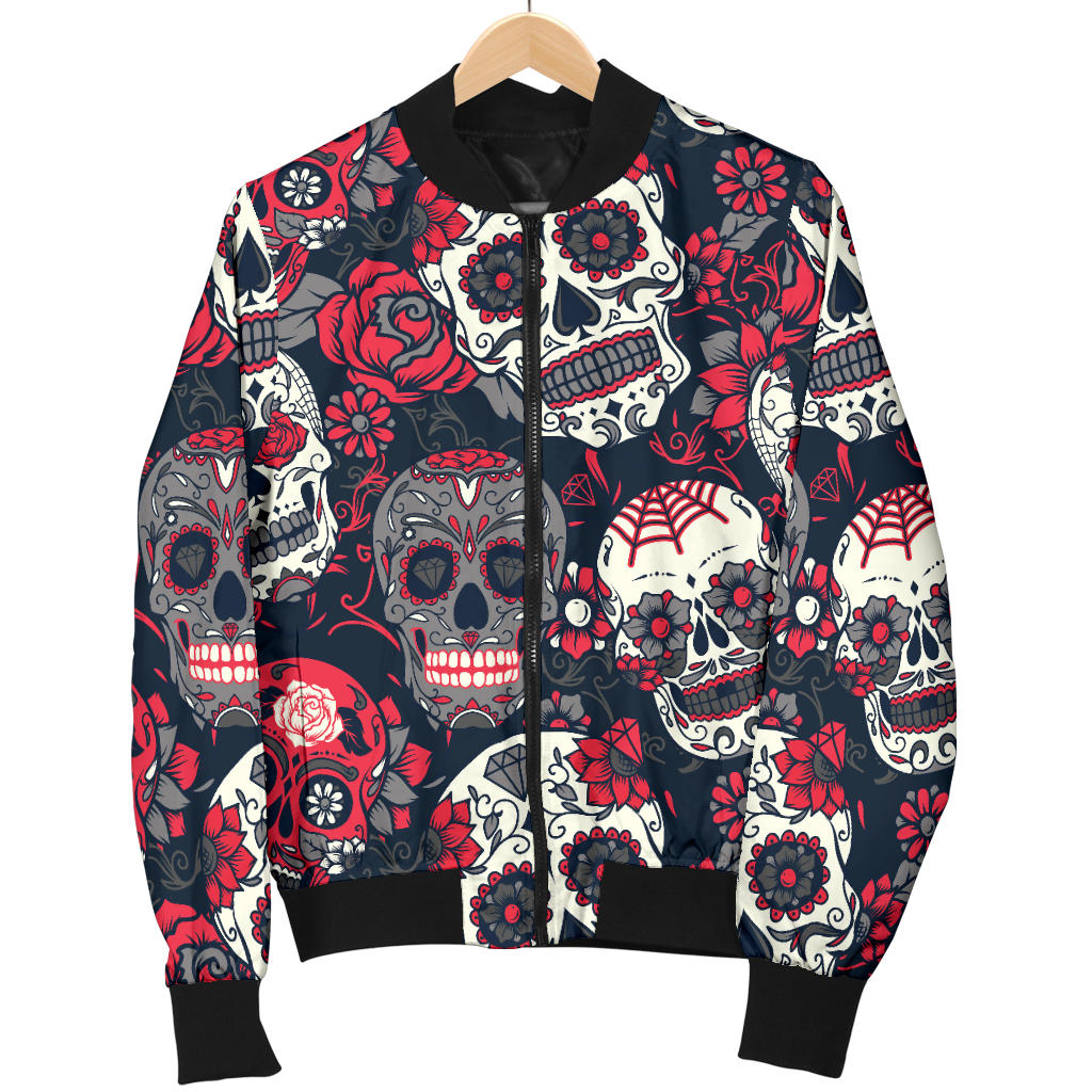 Mens Sugar Skulls & Roses Bomer Jacket