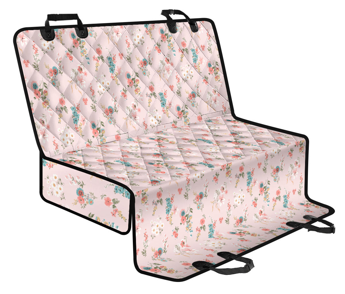 Pink Floral Car Back Seat Pet Cover