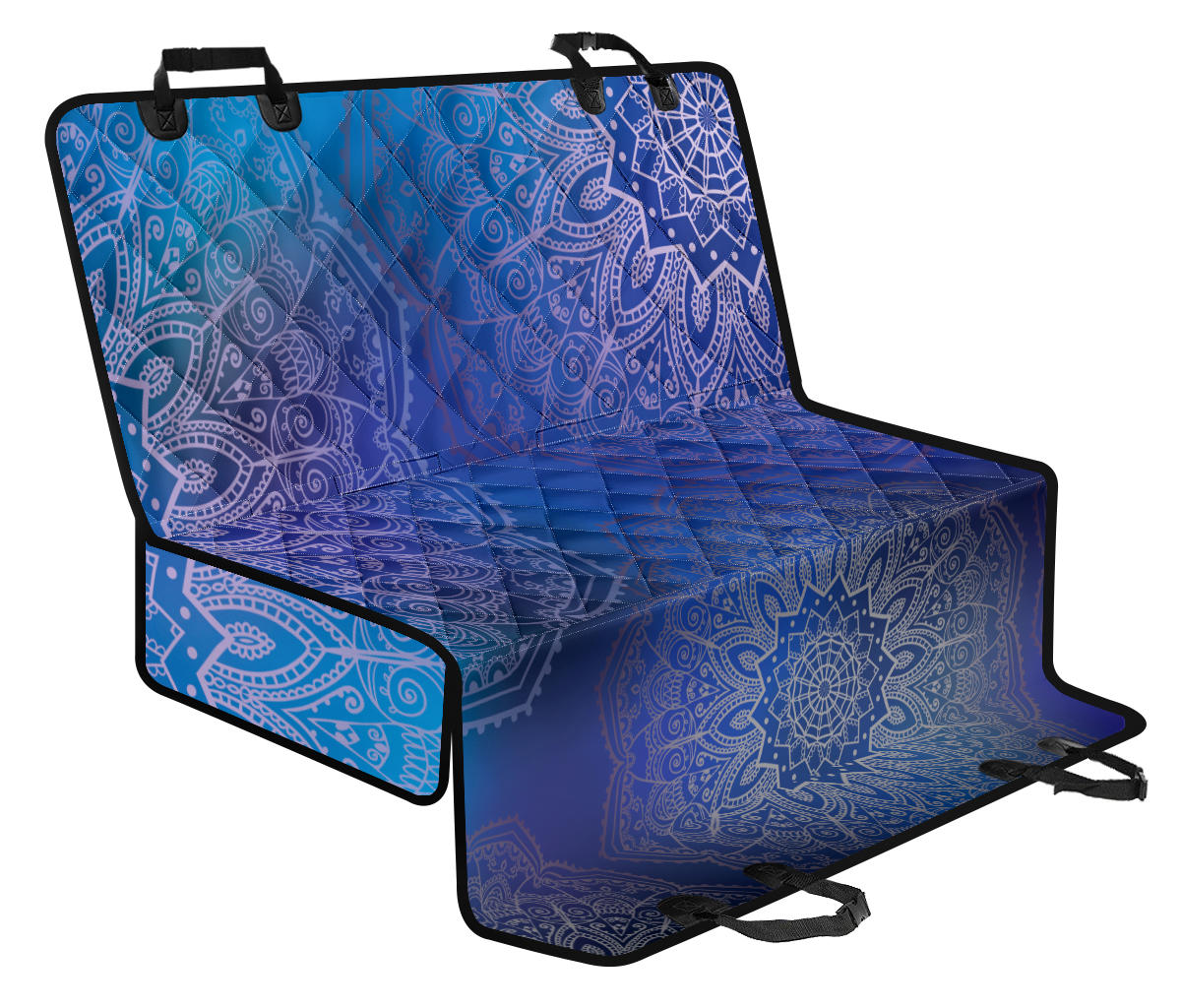 Blue Mandalas Car Back Seat Pet Cover CMYK