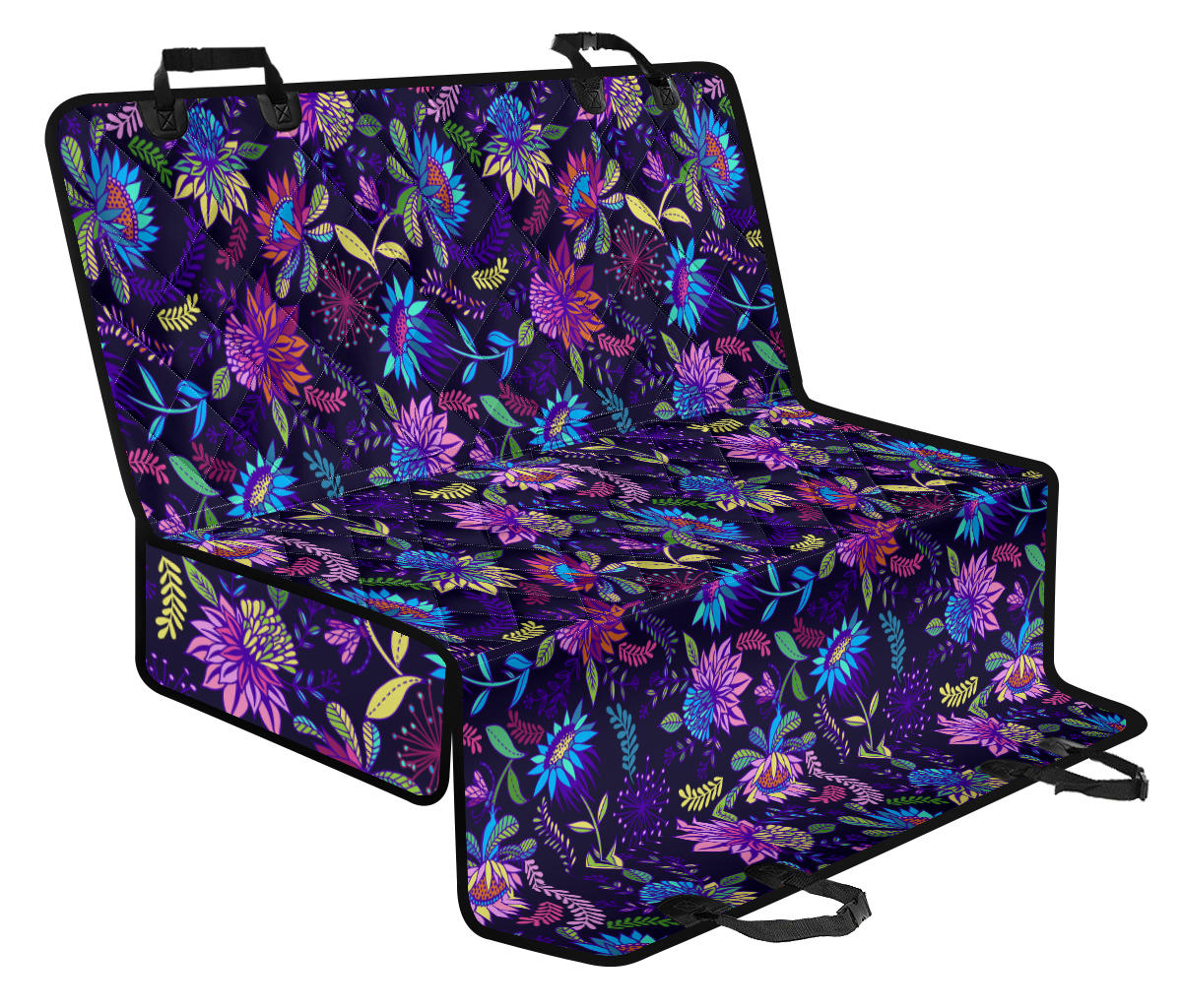 Purple Flowers Car Back Seat Pet Cover