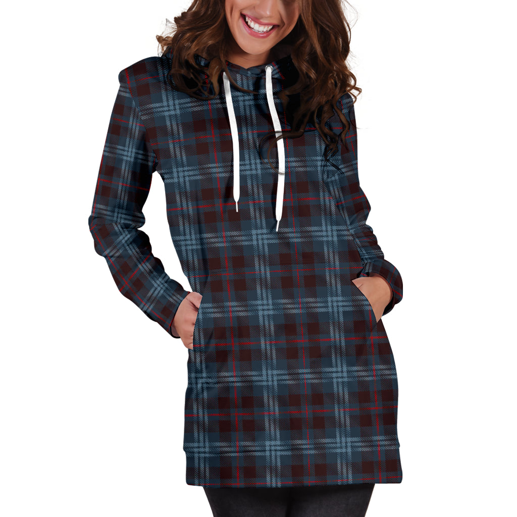 Blue Plaid Womens Hoodie Dress