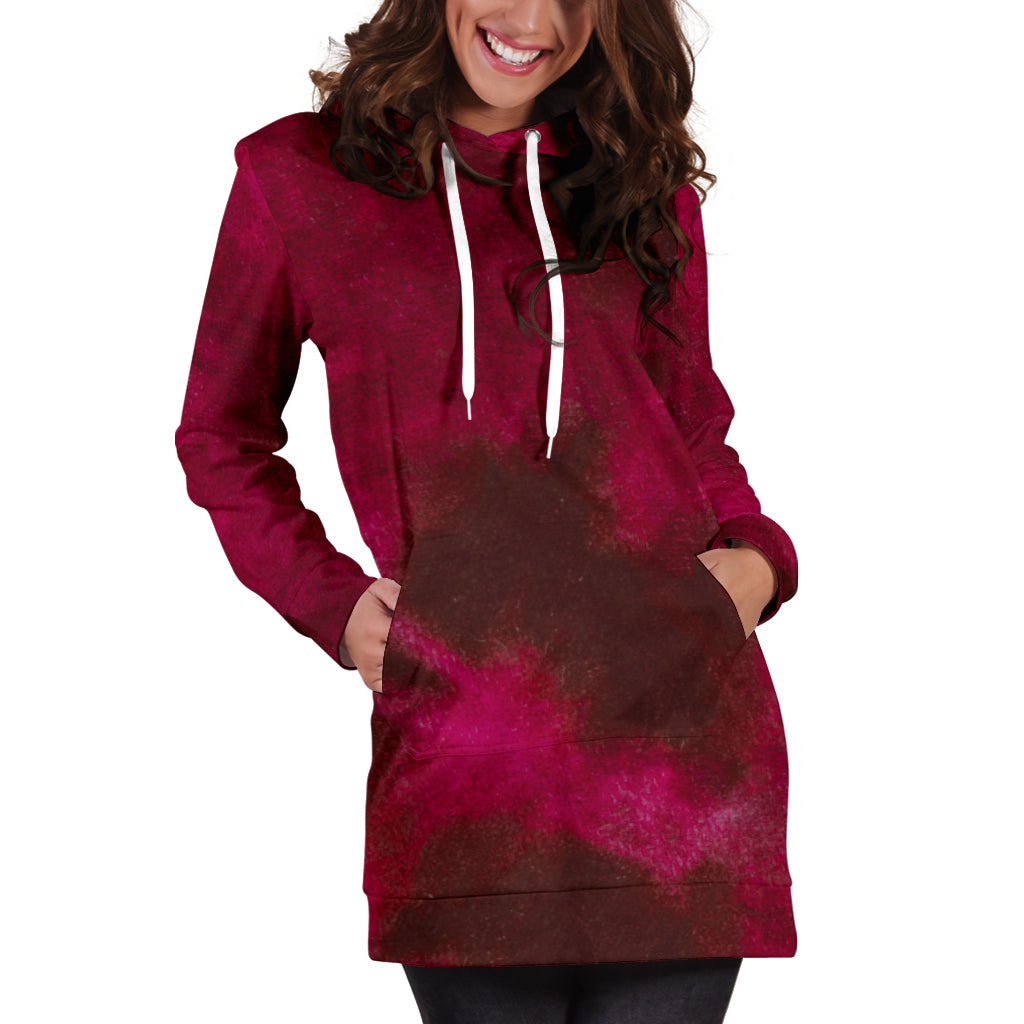 Red Tie Dye Grunge Womens Hoodie Dress