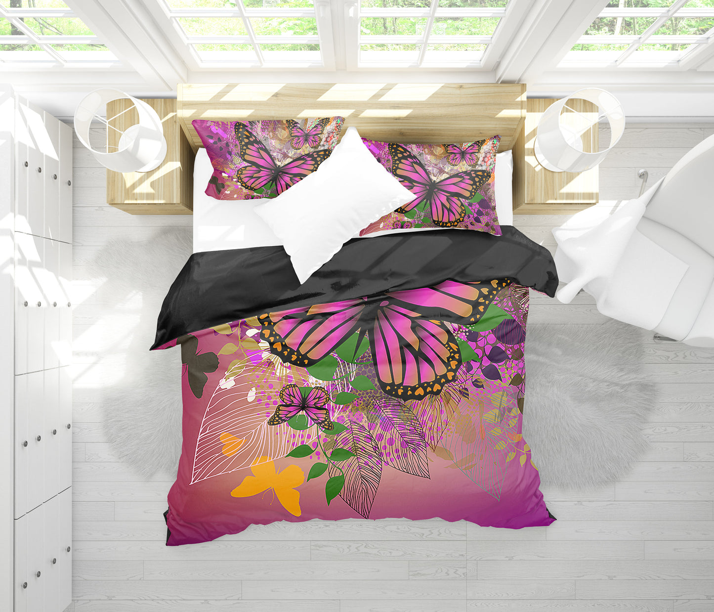 Pink Butterflies Bedding Set