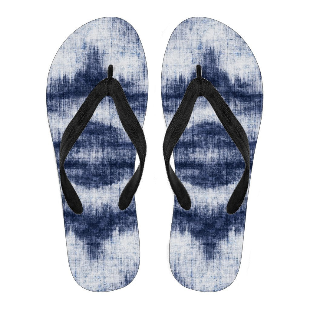 Denim Blue Abstract Flip Flops