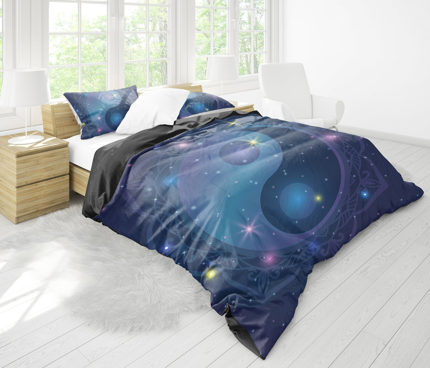 Navy Blue Yin Yang Bedding Set