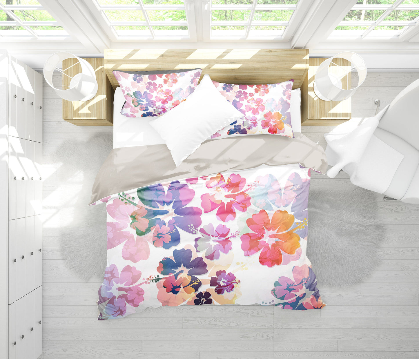 Colorful Aloha Flowers Bedding Set