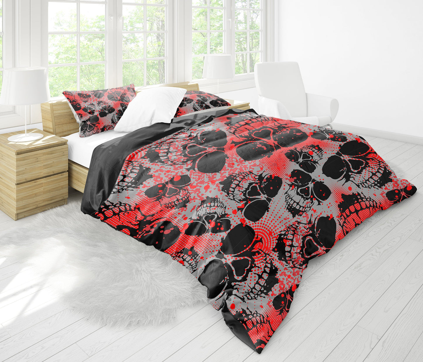 Red Skulls Bedding Set