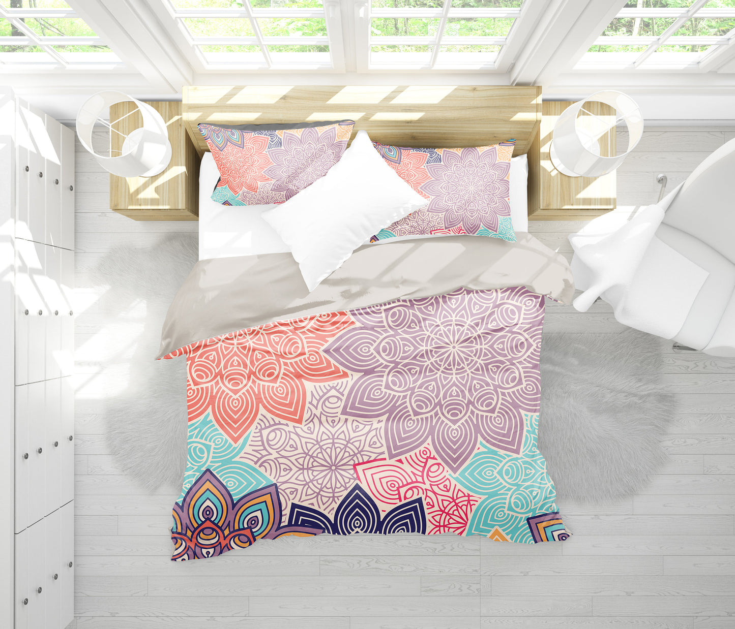 Colorful Floral Mandalas Bedding Set