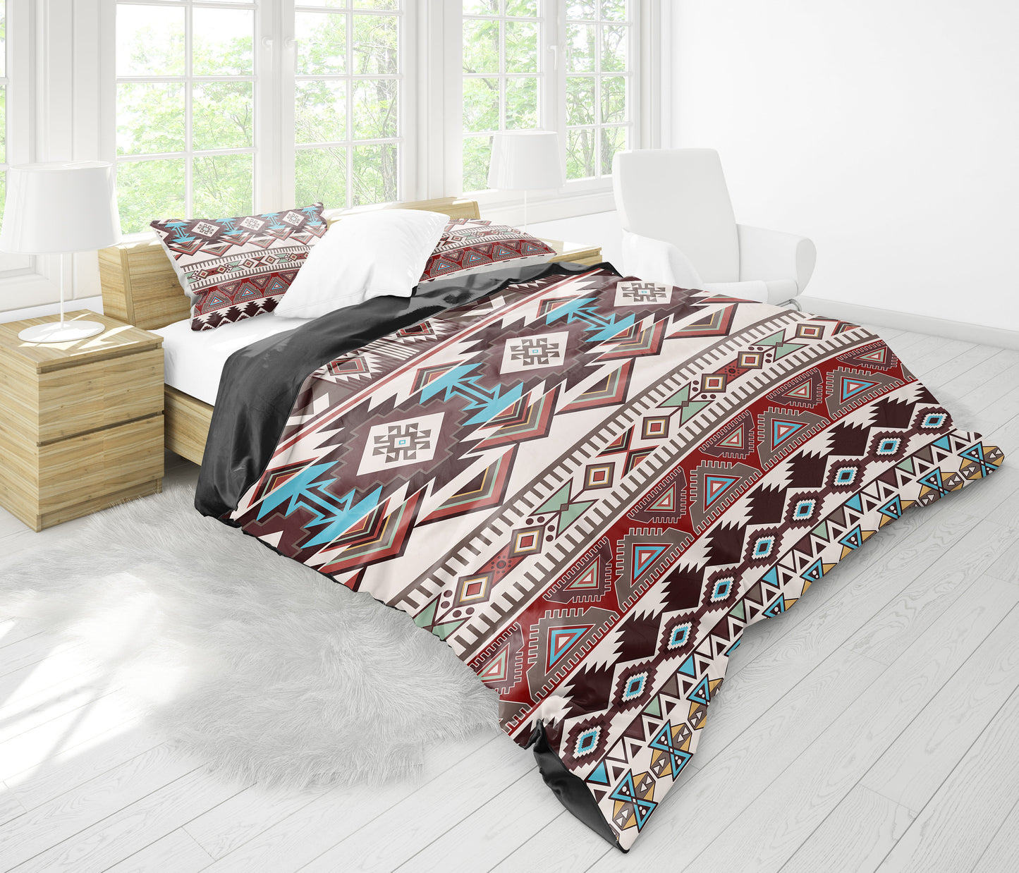 Brown Boho Aztec Bedding Set
