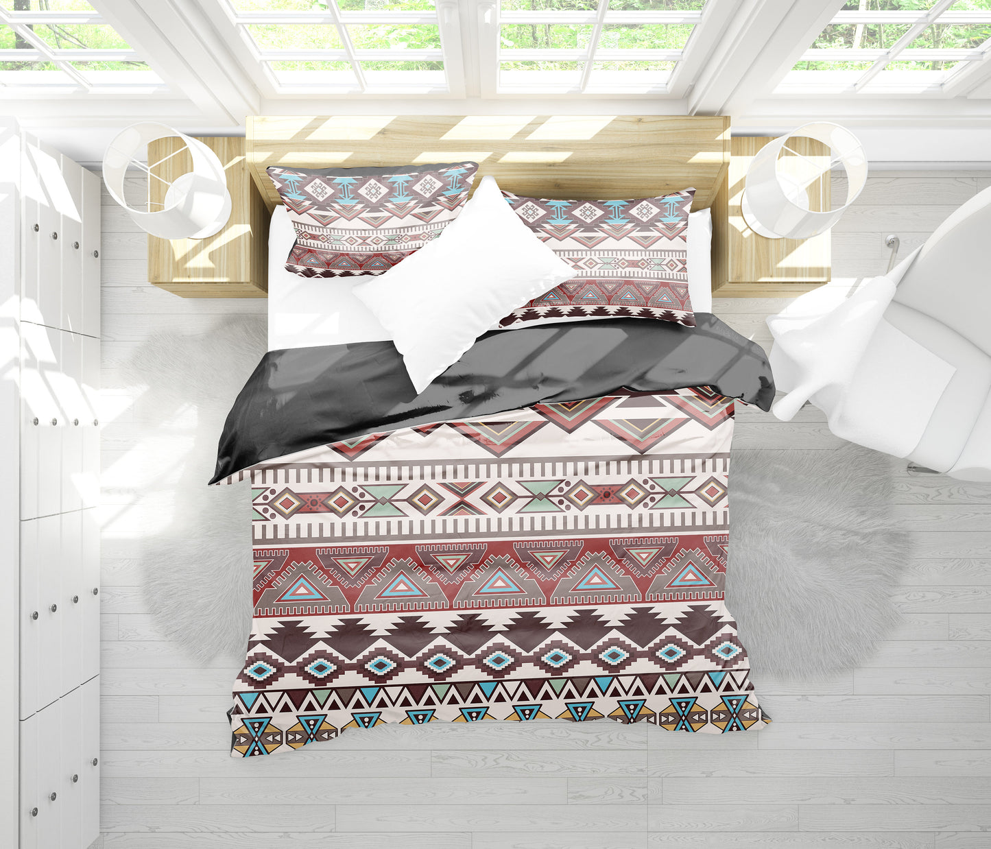 Brown Boho Aztec Bedding Set
