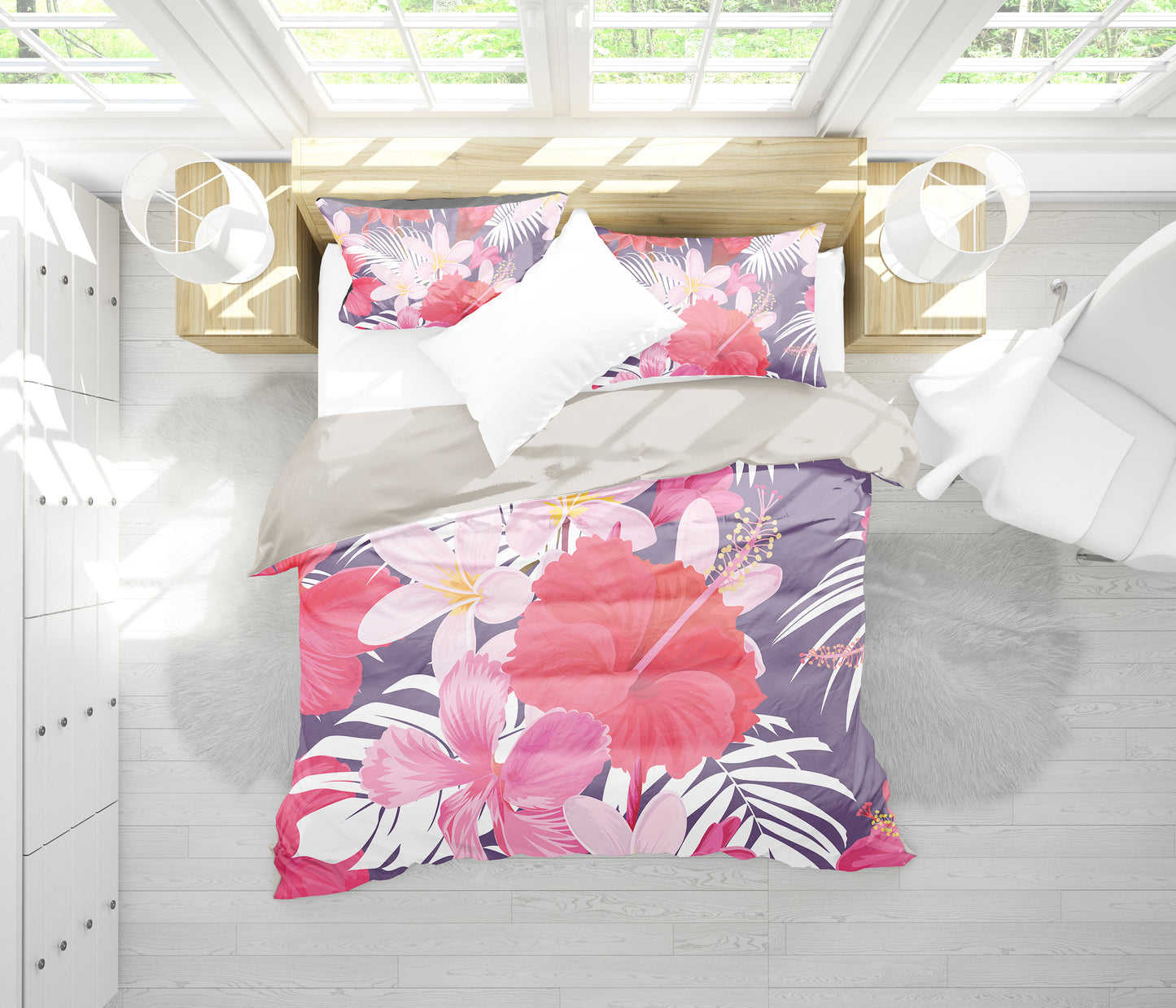 Pink Flowers Bedding Set