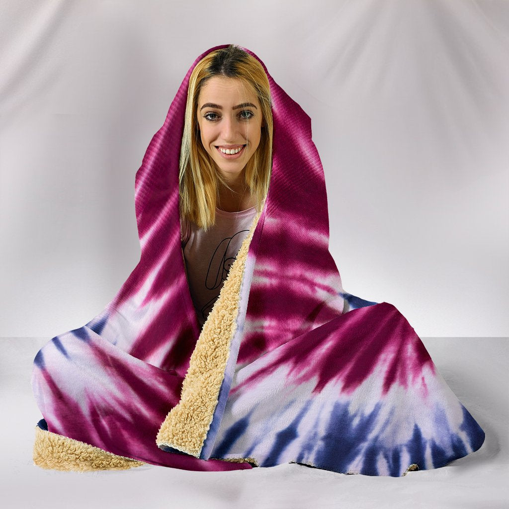 Red, White & Blue Tie Dye Spiral Hooded Blanket
