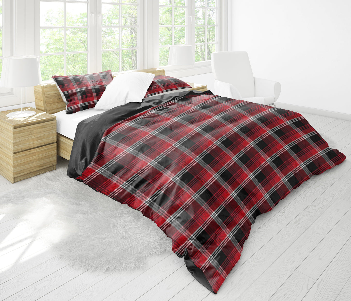 Red Plaid Bedding Set