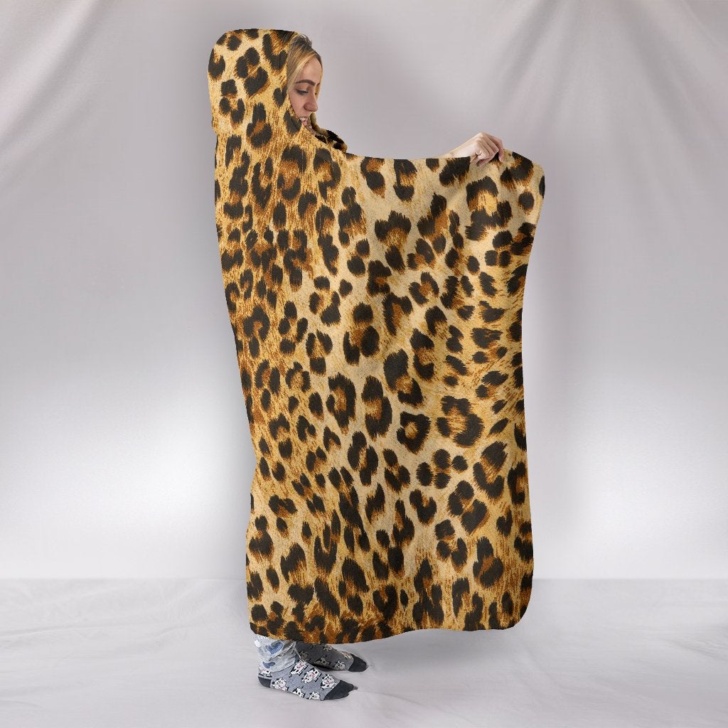 Leopard Print Hooded Blanket