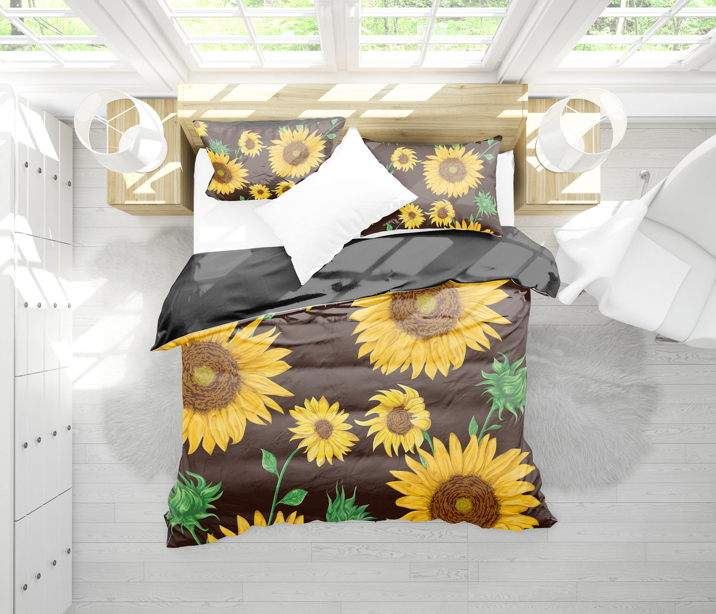 Sunflowers Black Bedding Set