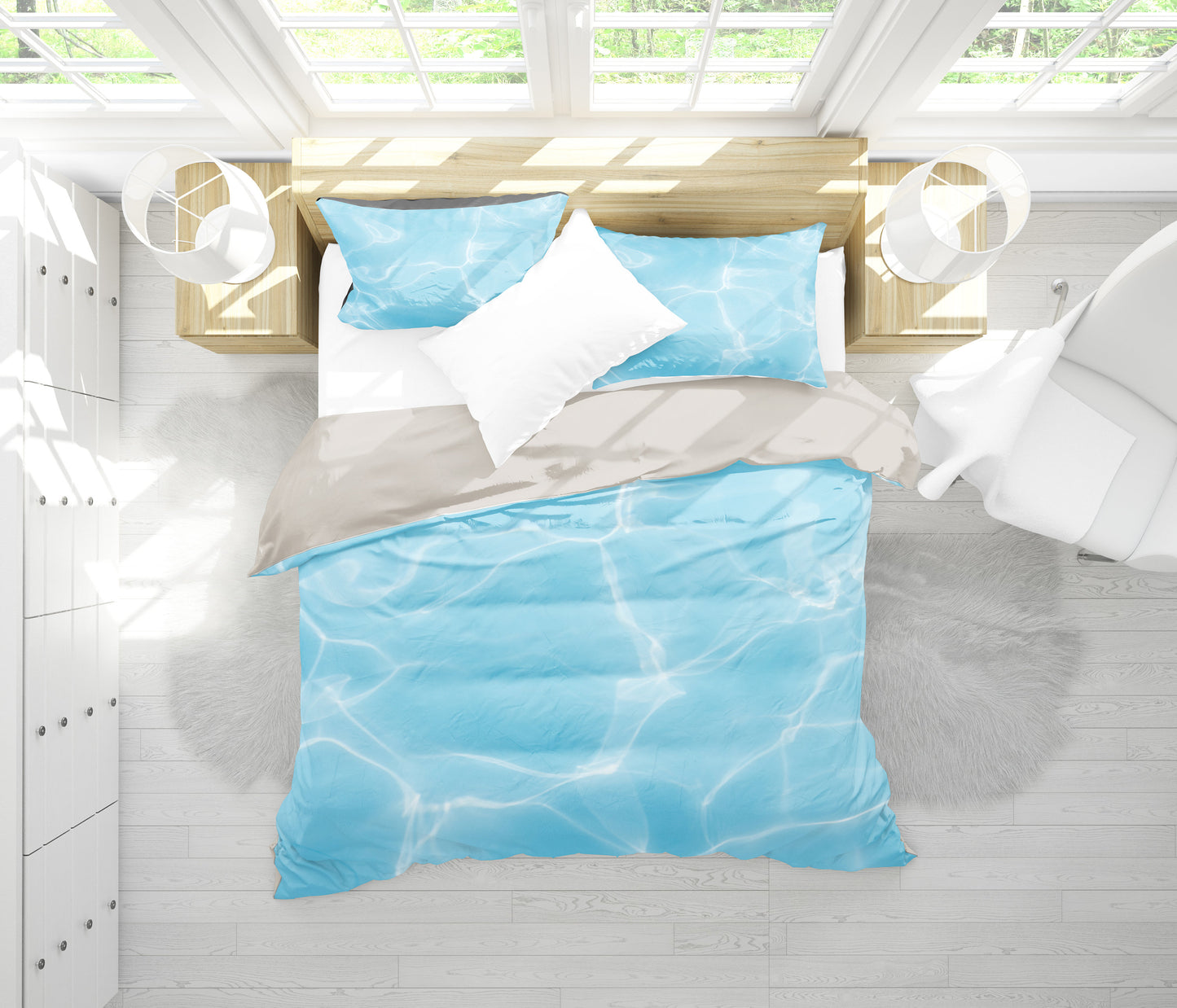 Light Blue Water Surface Bedding Set