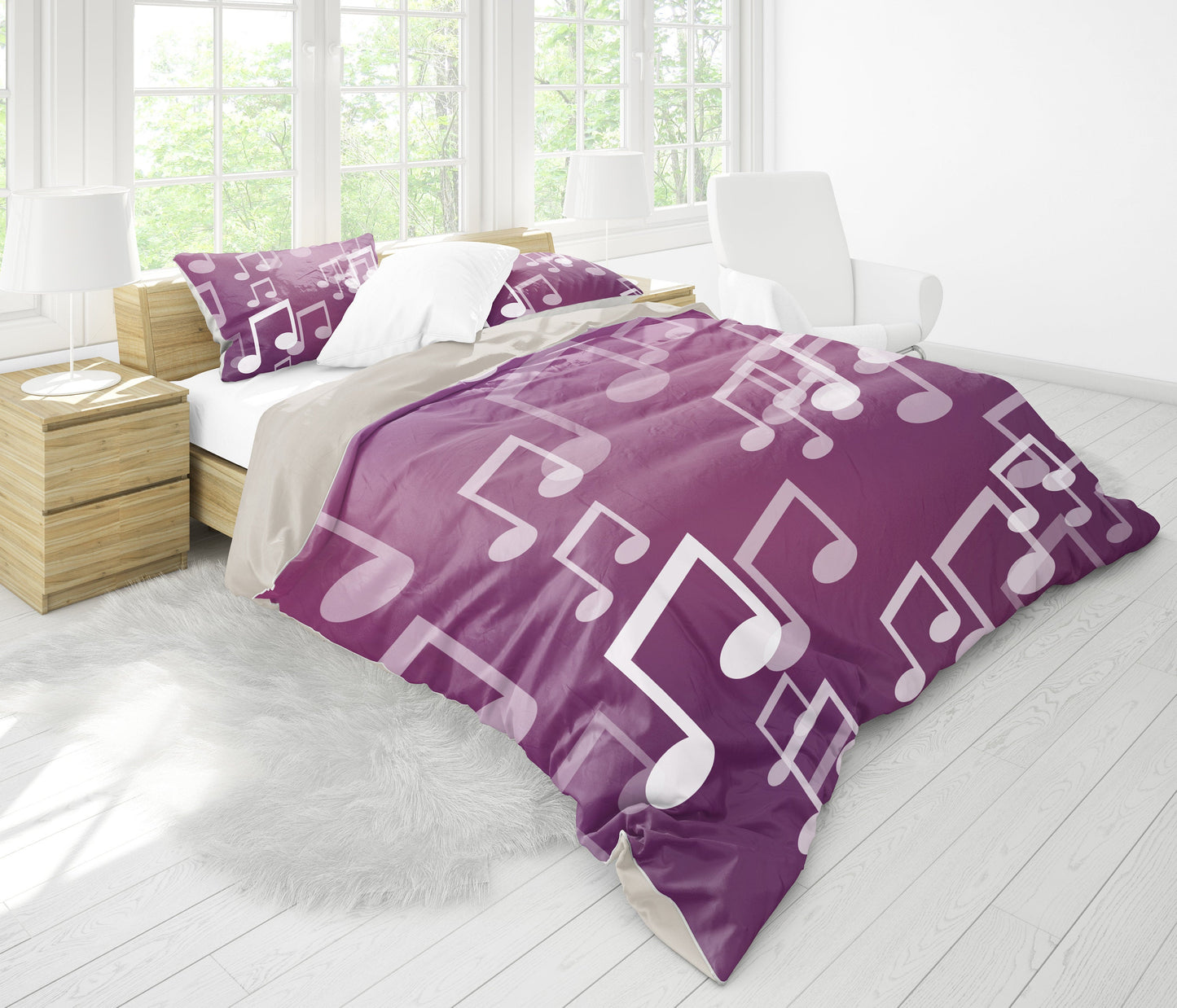 Purple Musical Notes Bedding Set