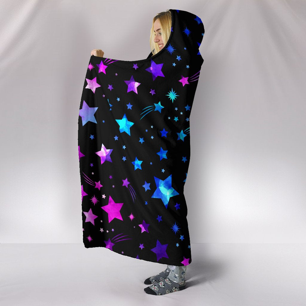 Pink & Purple Stars Hooded Blanket