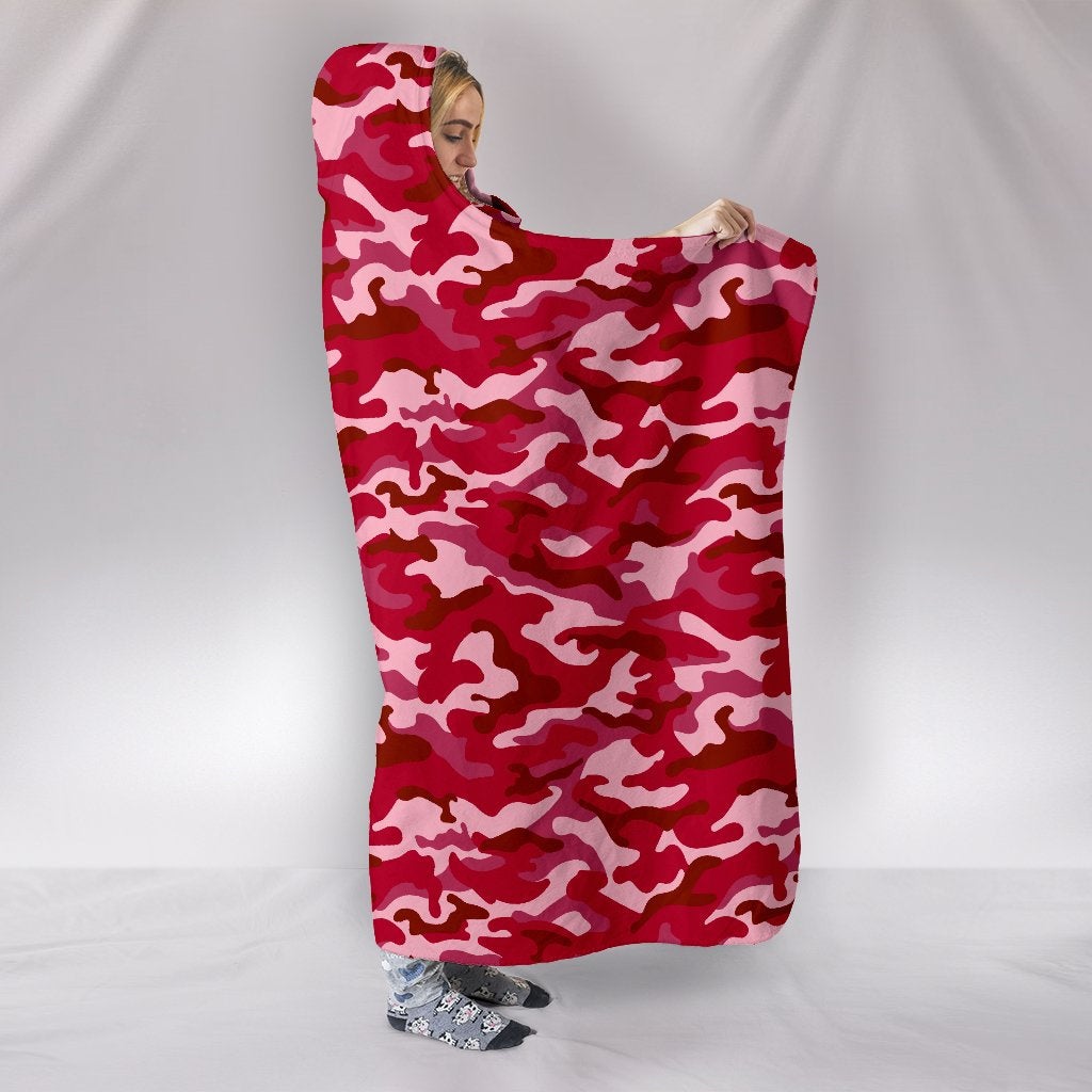 Red Camouflage Hooded Blanket
