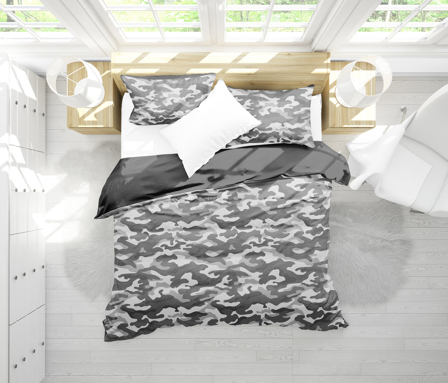 Grey Camouflage Bedding Set