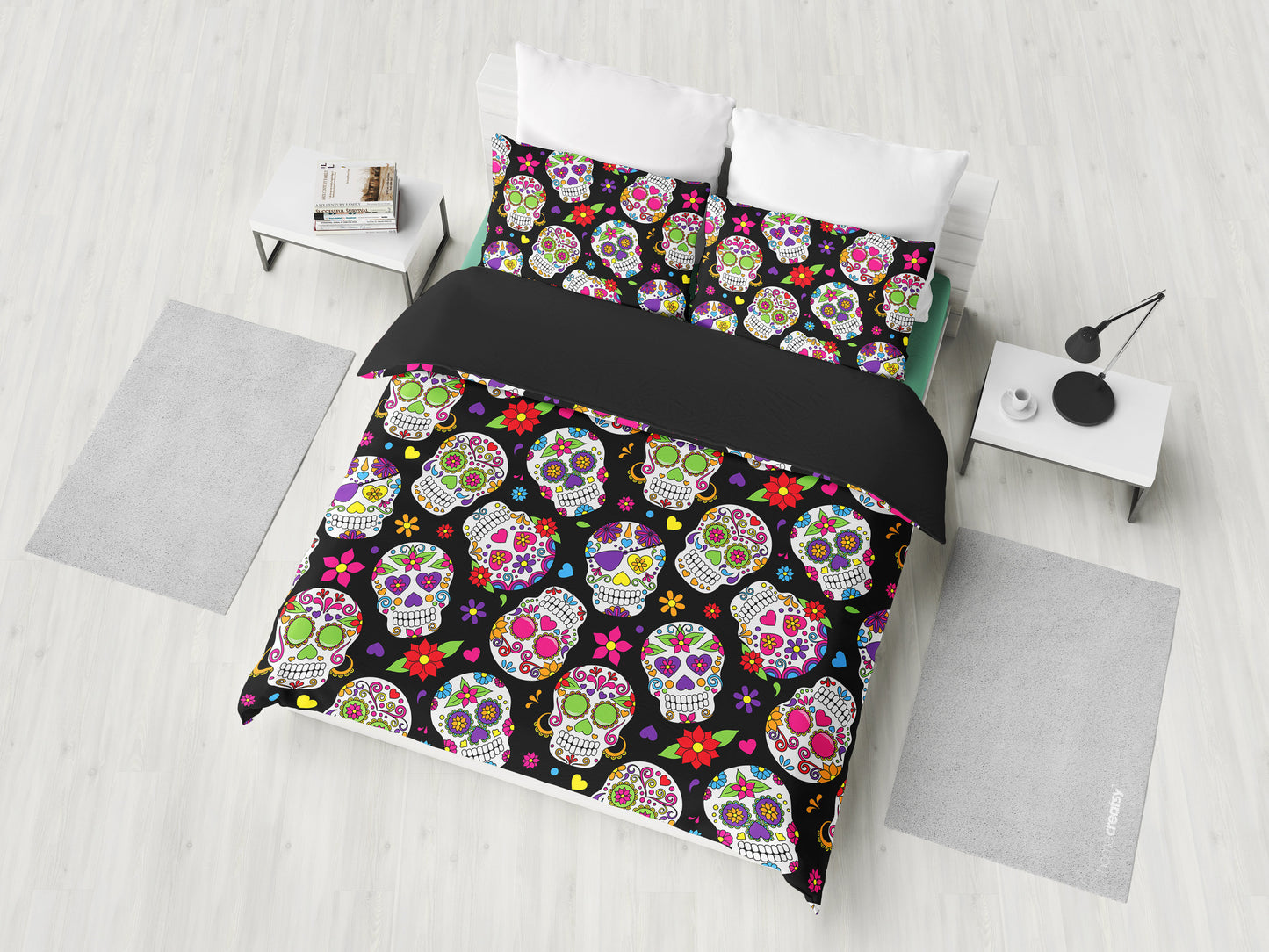 Colorful Sugar Skulls Bedding Set