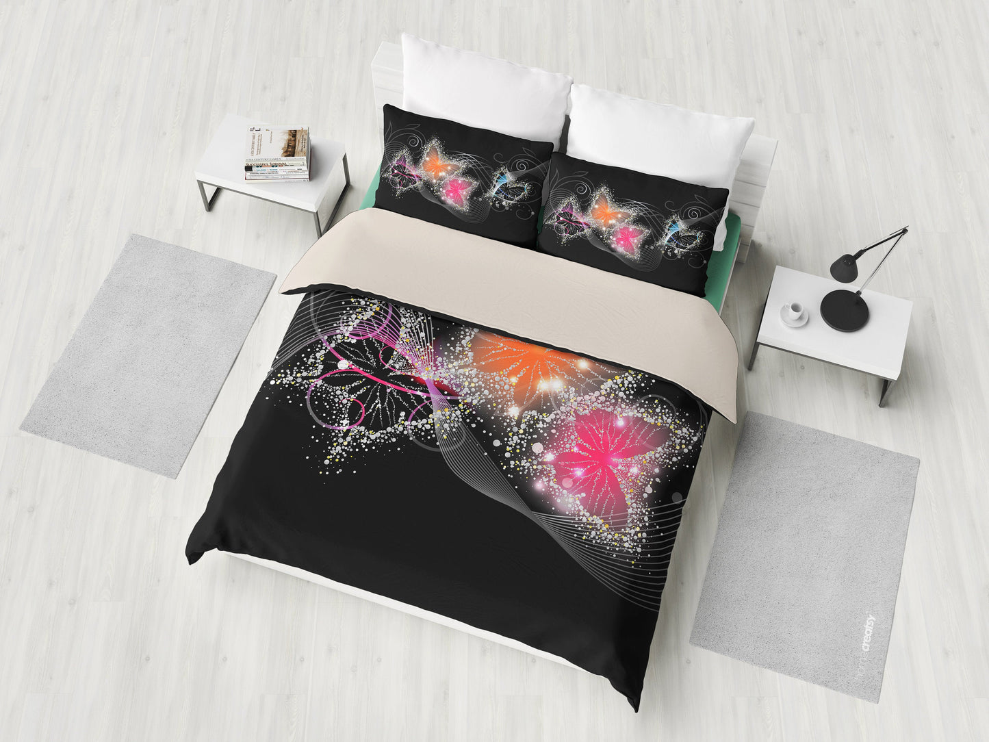 Colorful Sparkling Butterflies Bedding Set