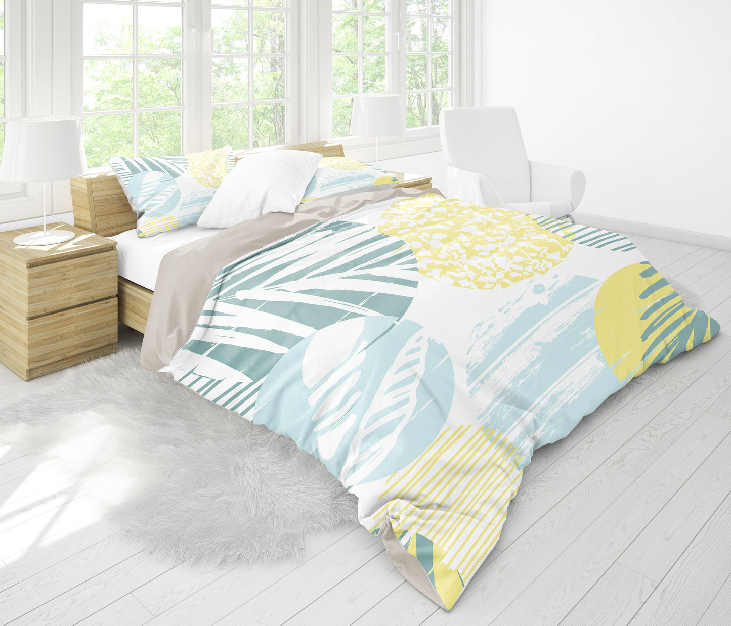 Grey & Yellow Abstract Circles Bedding Set