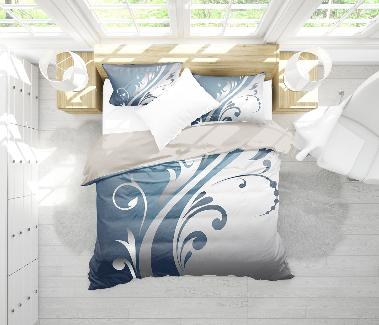 Blue & Grey Decor Bedding Set