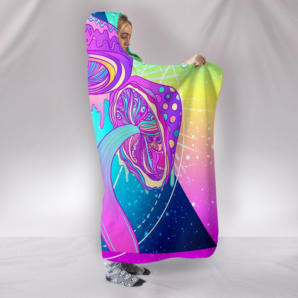 Colorful Magic Mushrooms Hooded Blanket