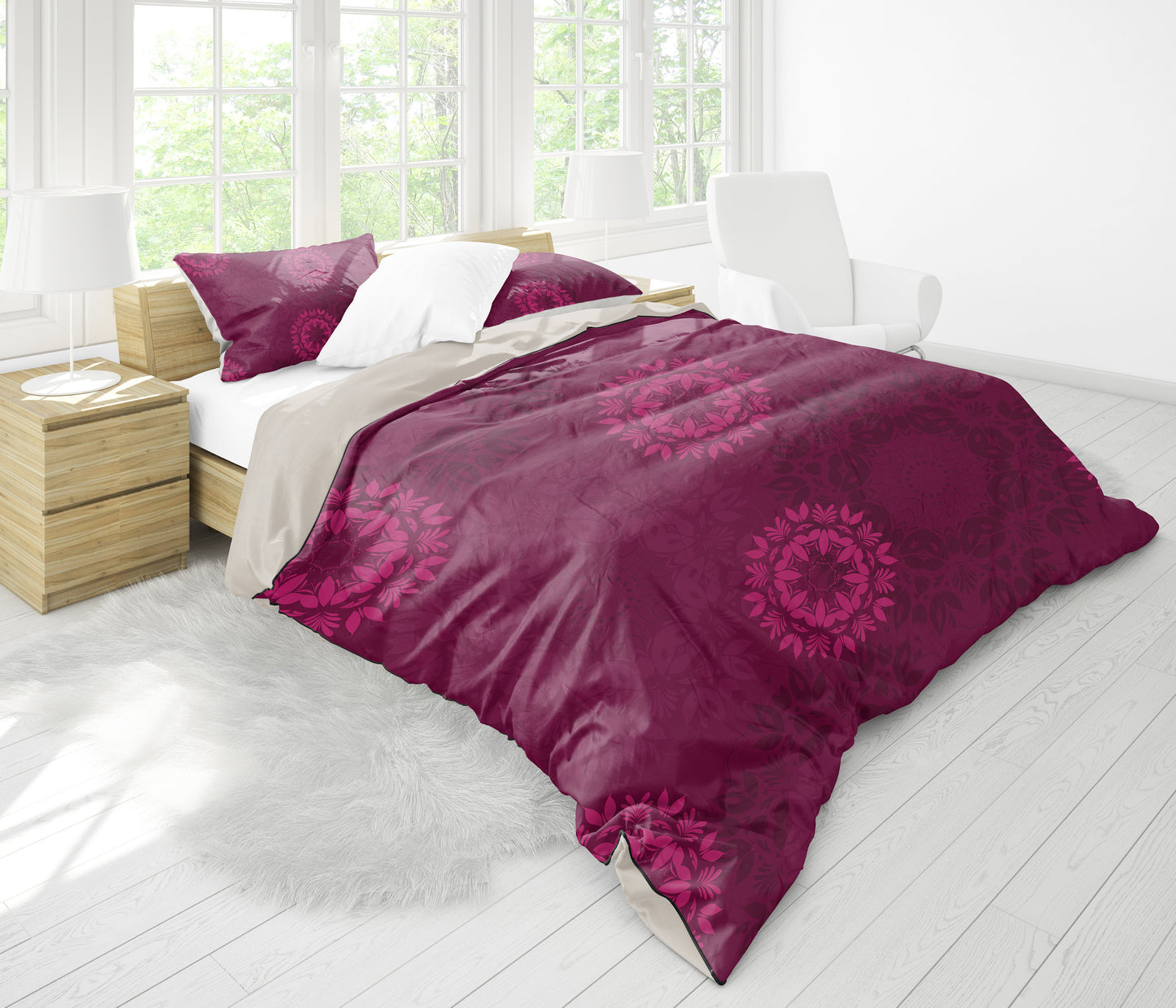 Magenta Mandalas Bedding Set
