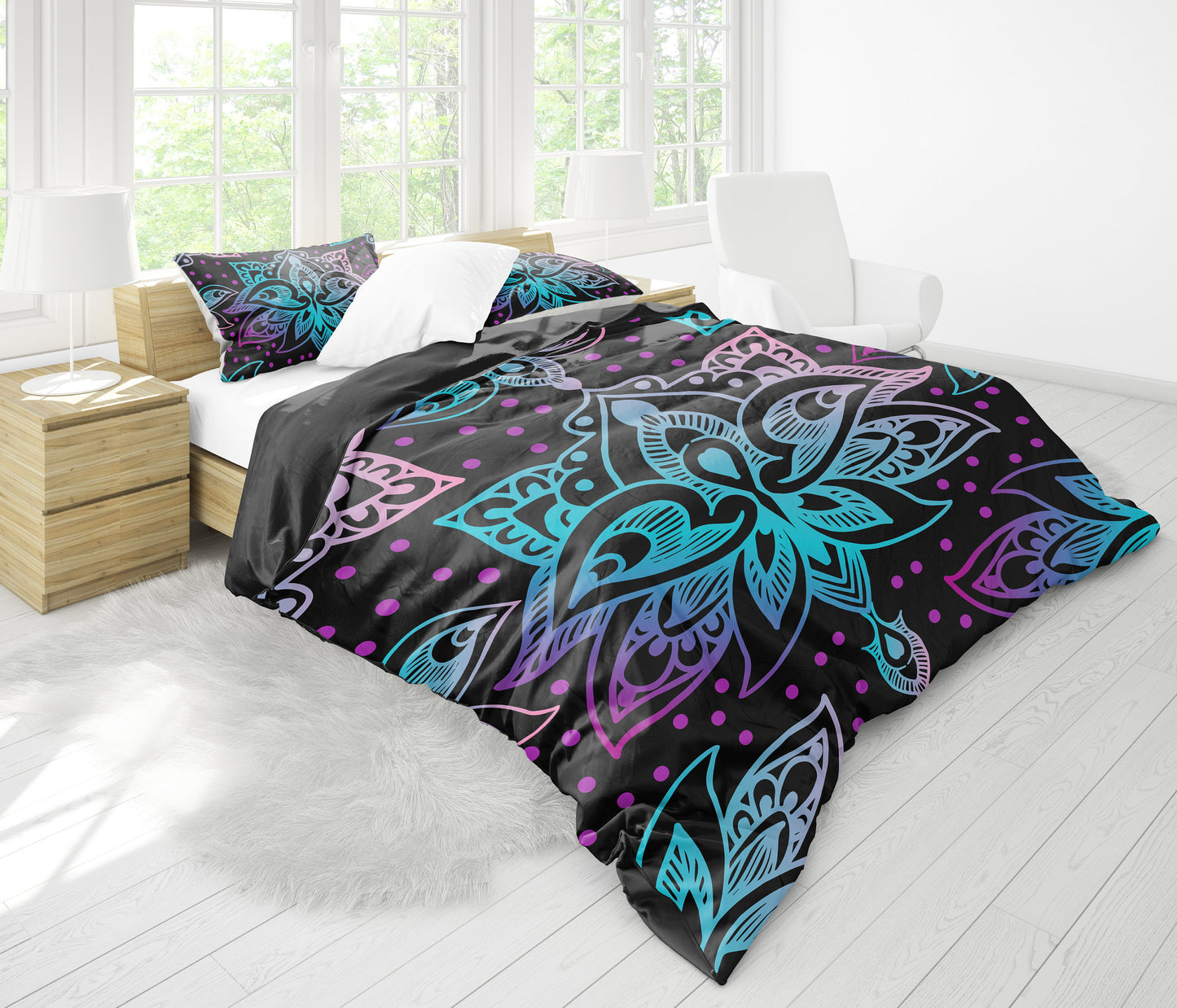 Pink & Purple Floral Decor Bedding Set
