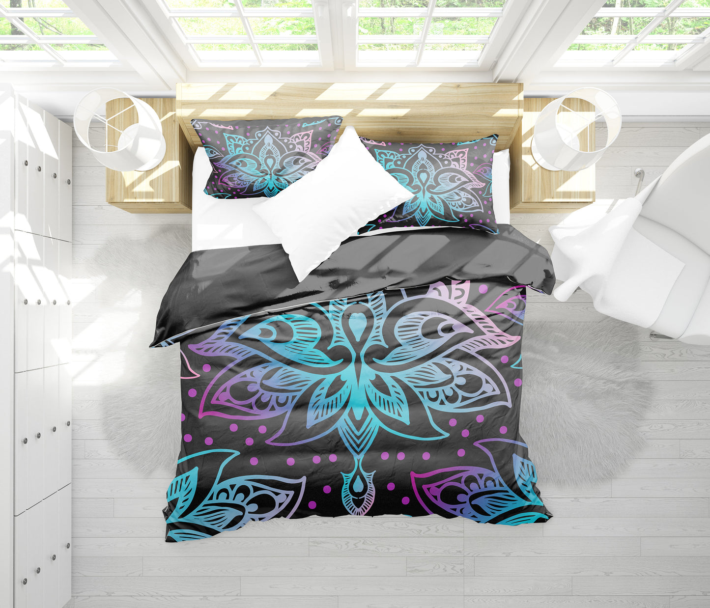 Pink & Purple Floral Decor Bedding Set