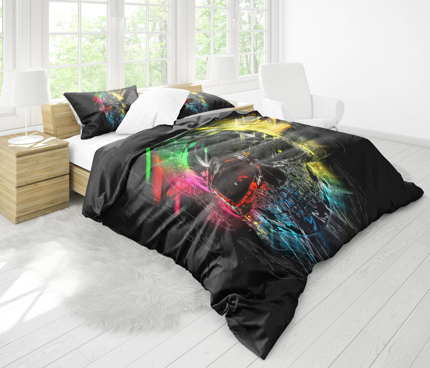 Colorful Metal Skull Bedding Set