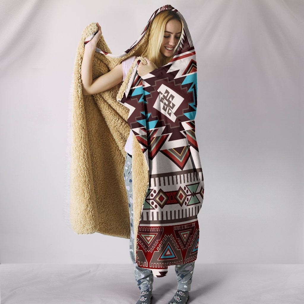 Brown Boho Aztec Hooded Blanket
