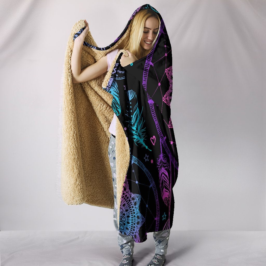 Pink & Purple Dream Catcher Hooded Blanket