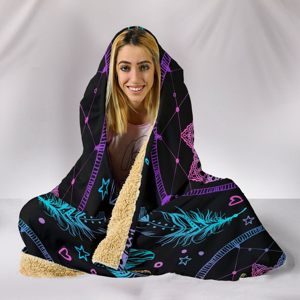 Pink & Purple Dream Catcher Hooded Blanket