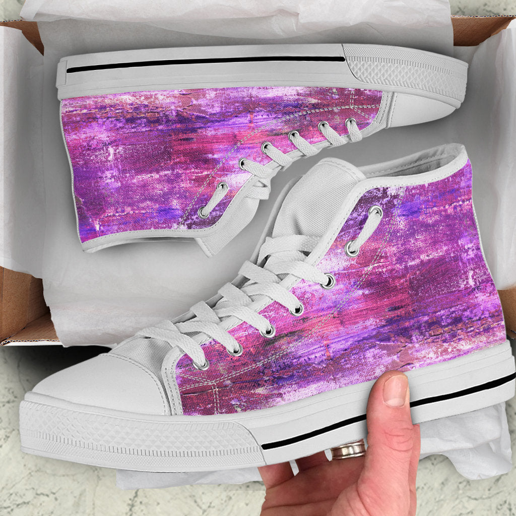 Pink & Purple Abstract Art High Top Shoes