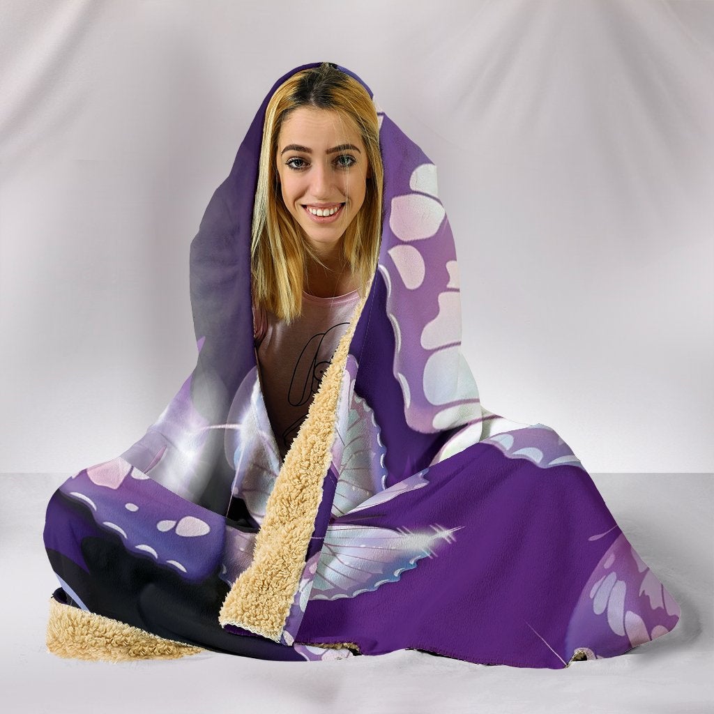 Purple Butterflies Hooded Blanket