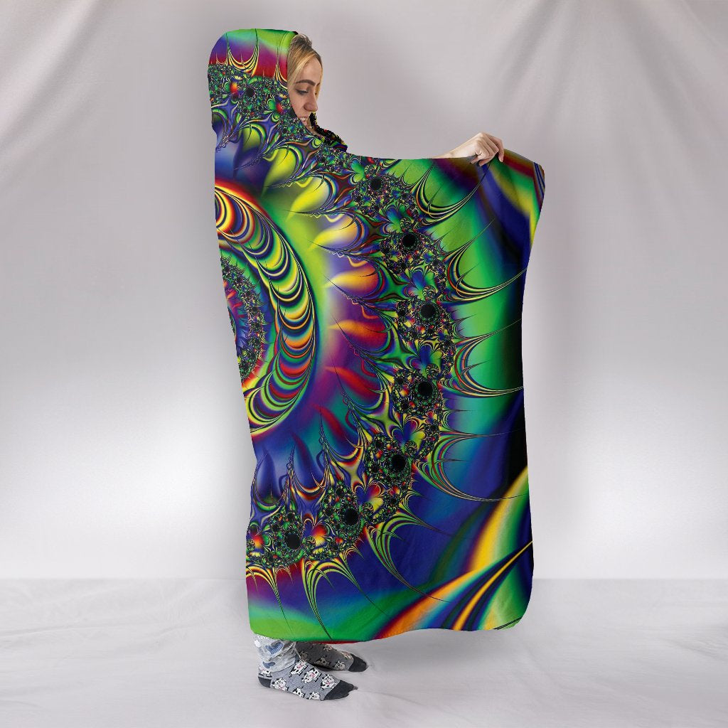 Colorful Psychedelic Spiral Hooded Blanket