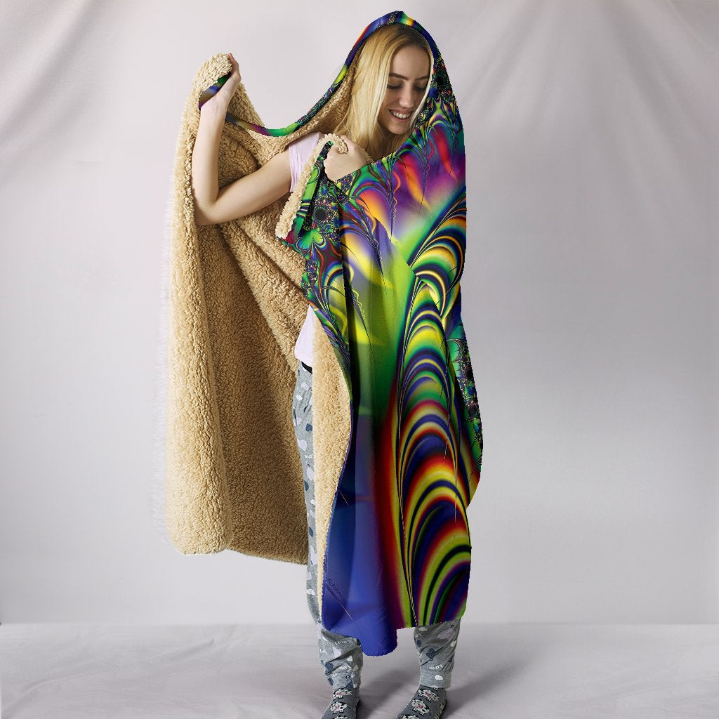 Colorful Psychedelic Spiral Hooded Blanket